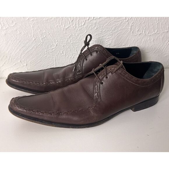 DOLCE & GABBANA Dress Shoes Mens 9.5 Oxford Brown Leather Pointed Toe‎ Italy - Picture 1 of 15